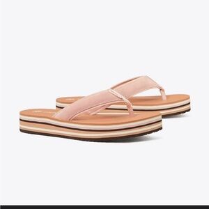 Tory Burch Platform Flip Flops Sandals Pink Blush Size 11 Women’s EUC